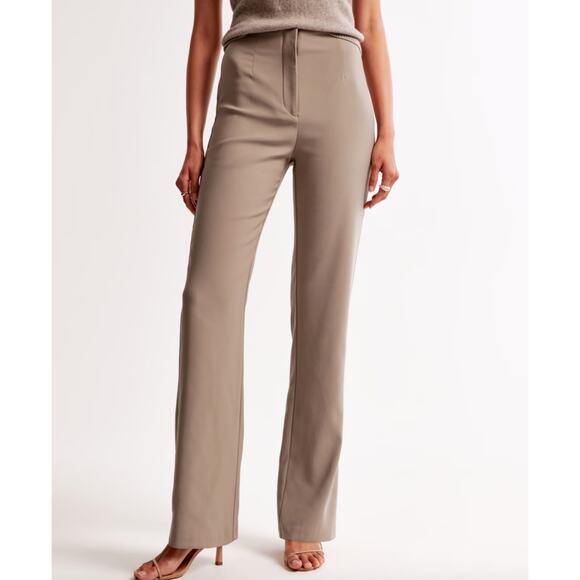 Abercrombie & Fitch Women's High Rise Slim Boot Trouser Light Brown Size 33R - Picture 3 of 11